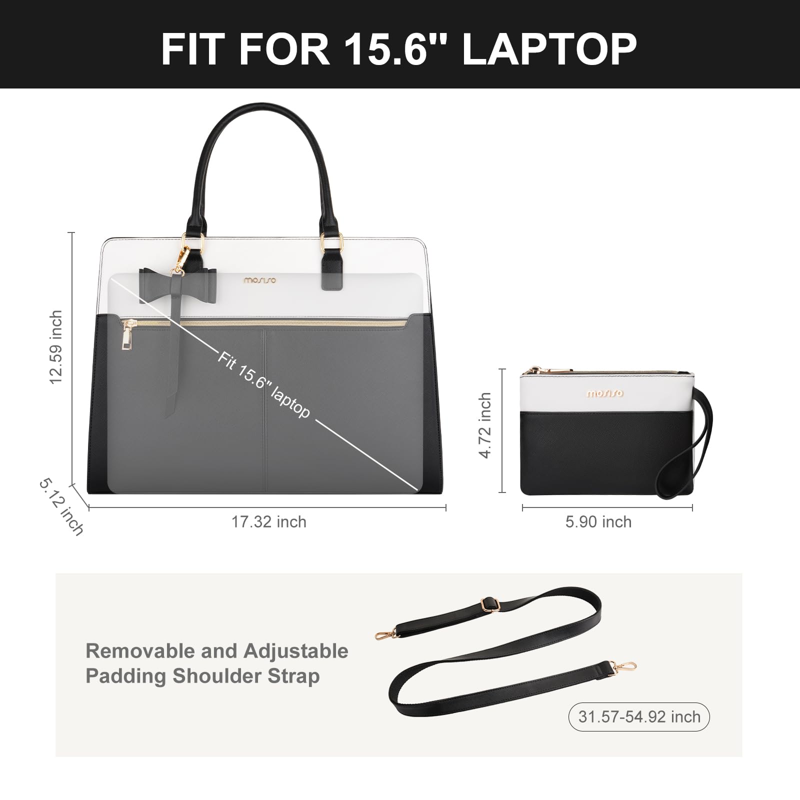 MOSISO Bolso Tote Laptop para Mujer, Gran Capacidad Bolso Hombro, Maletín Trabajo para Negocios Profesores y Oficinas