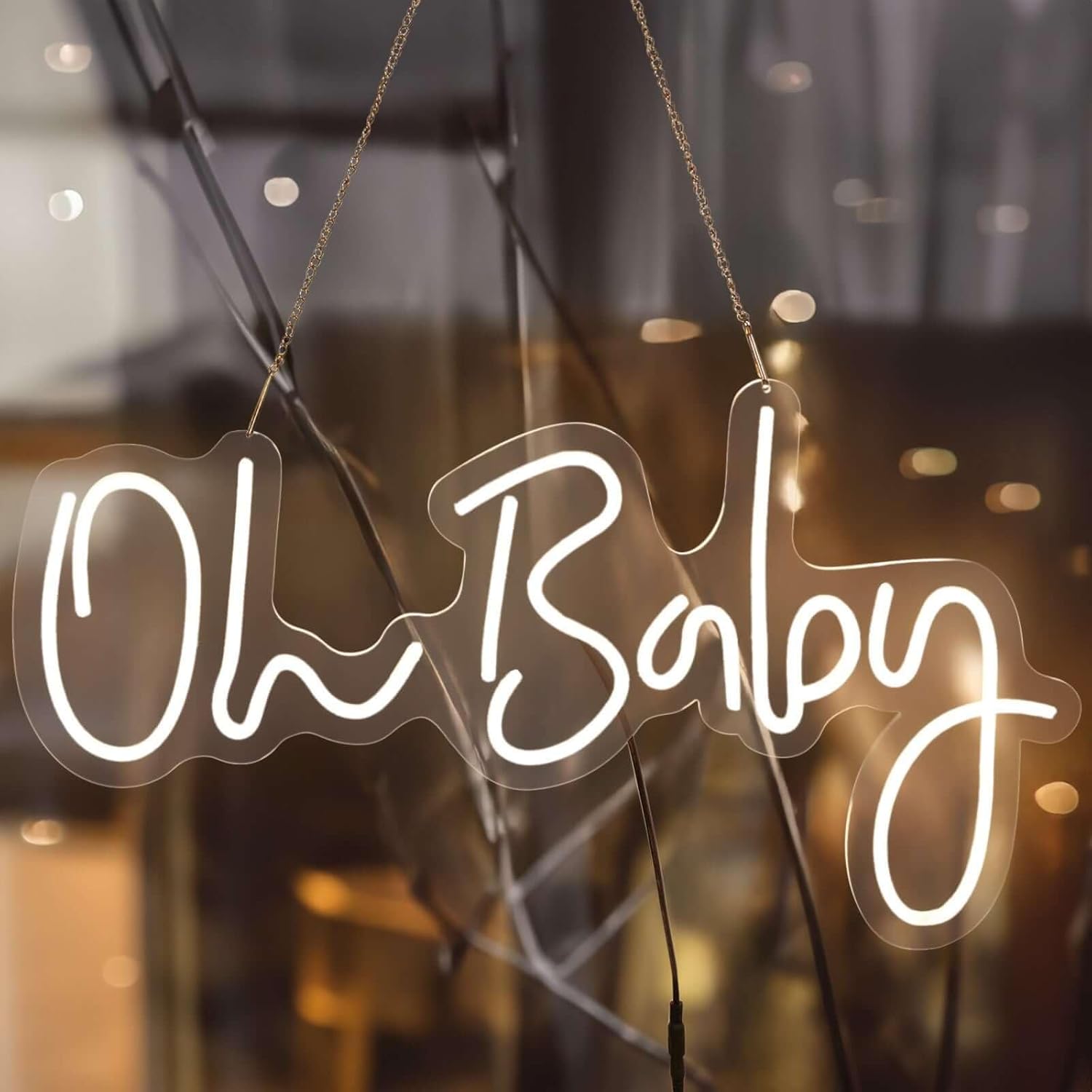 Efavormart 26" Oh Baby Neon Light Sign, LED Reusable Wall Décor Lights with 5ft Hanging Chain for Party Decor