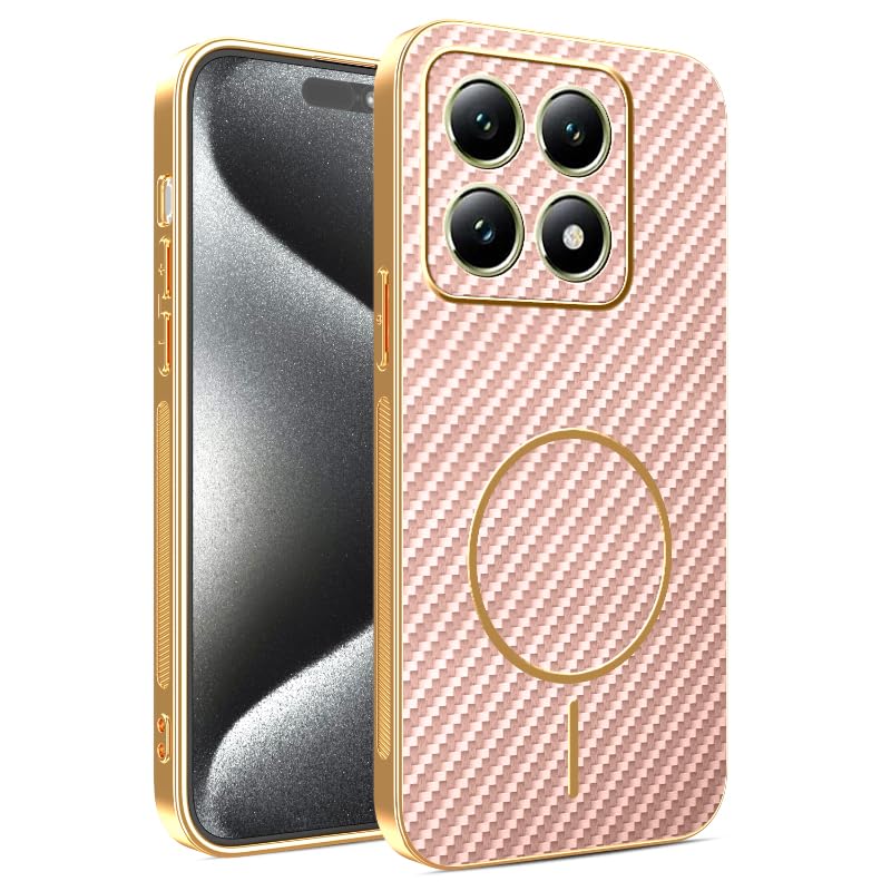 Coque de téléphone pour Xiaomi 15T MagSafe fine carbone rose