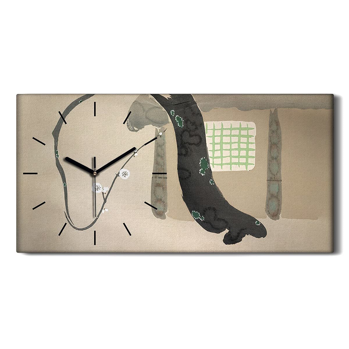 Horloge sur toile silencieuse contre le bruit : tableau abstrait 60x30cm de salon
