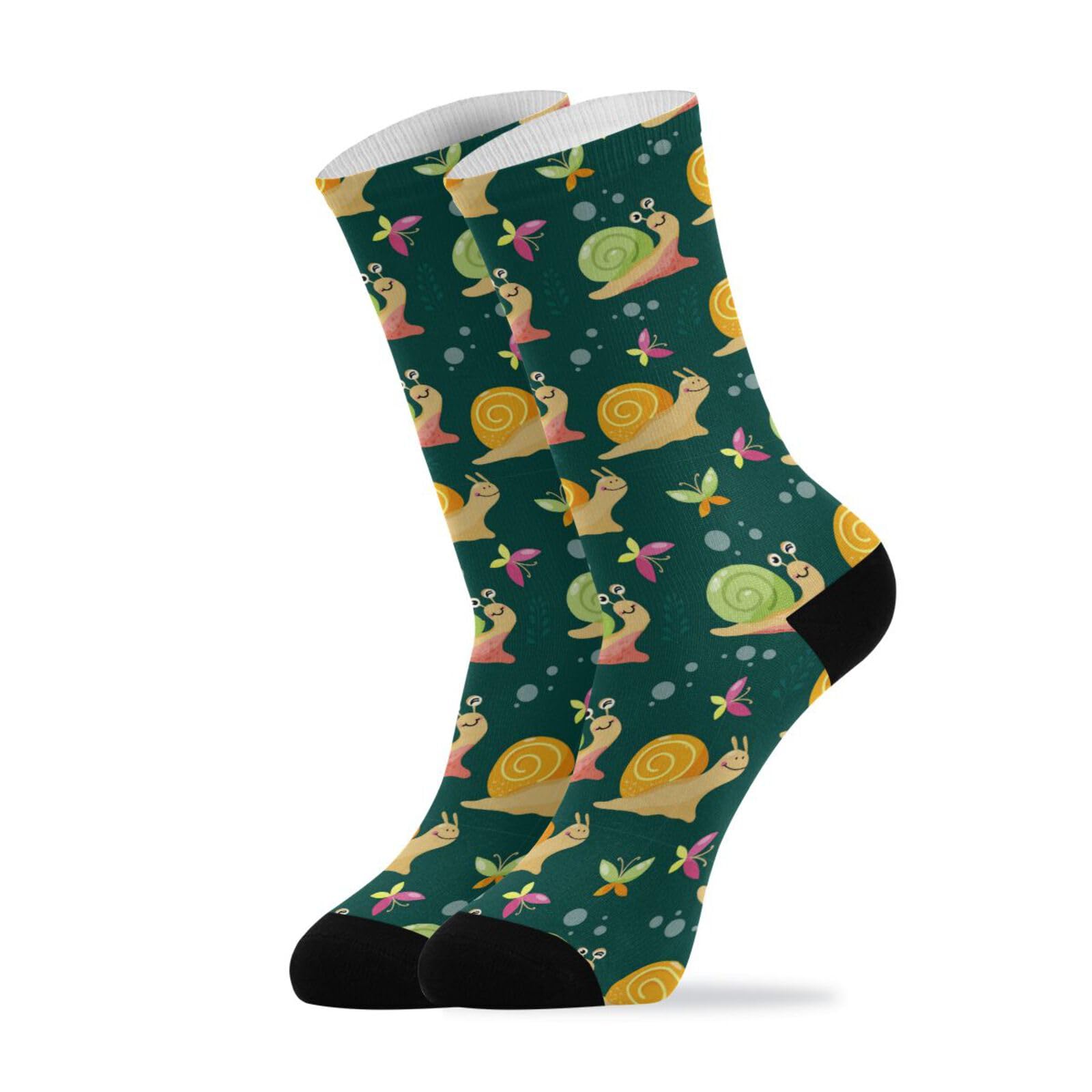 Colourful Cute Snails Socks for Women and Men Butterfies Long Socks for Athletic Running 1
