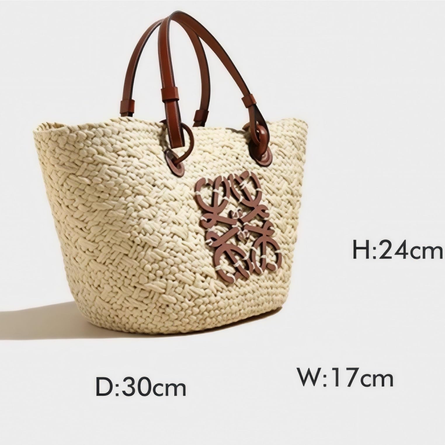 Strohtasche Stroh-Strandtasche, Handgefertigt, Gewebte Schultertasche, Handtasche Mit Großem Fassungsvermögen Damen(Beige)