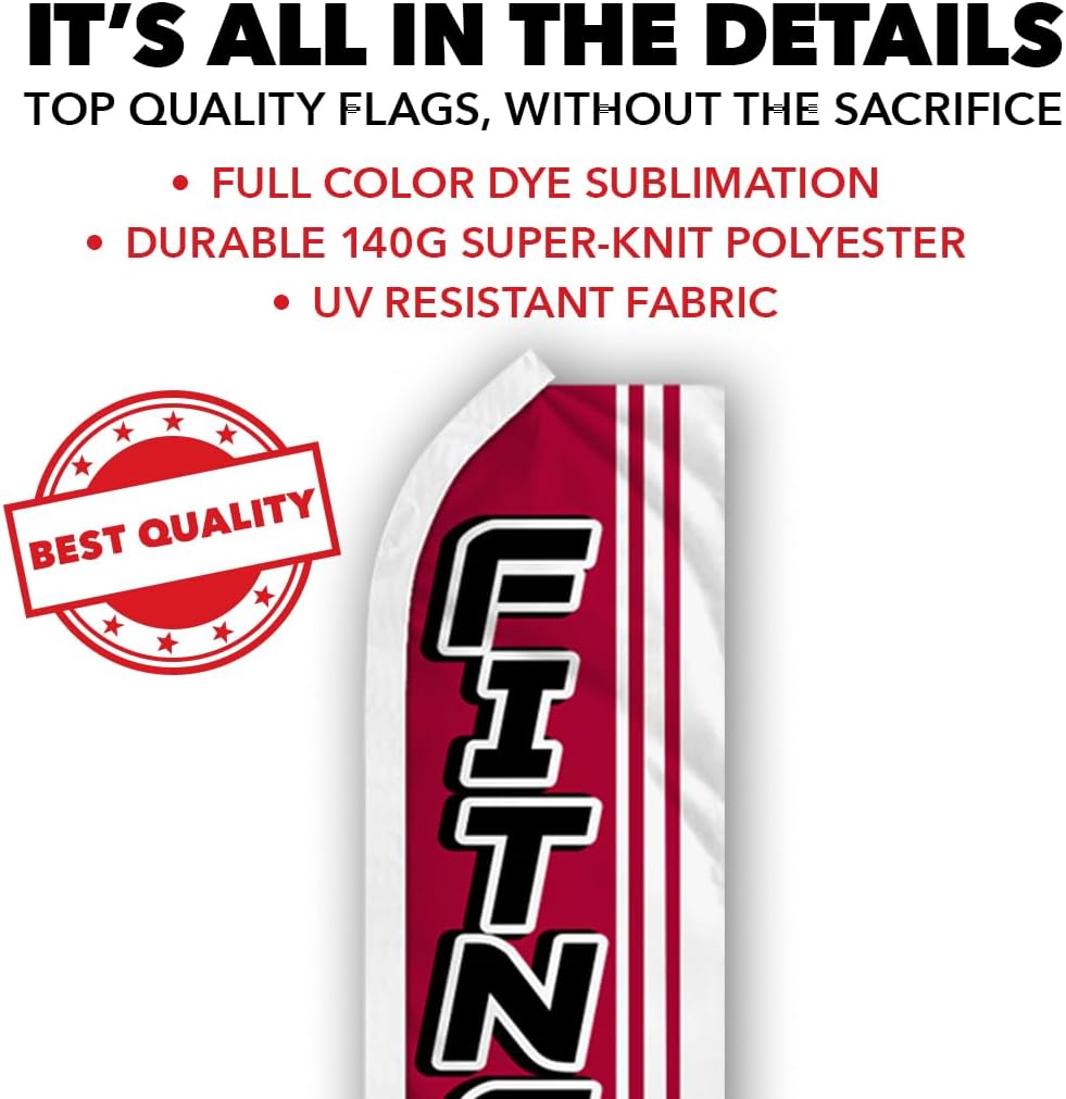 Fitness Classes Swooper Feather Flag - Great for Gym, Fitness Centers, Fair, Carnival Events and Businesses Store Fronts