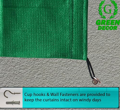 Image of HDPE Fabric 85-90% Sun Blockage & UV Protection Detachable Tab Top Balcony & Outdoor Curtains Temperature Reducing for Window&Door Curtains(Green Color 4.5X5 Feet) 1 Piece