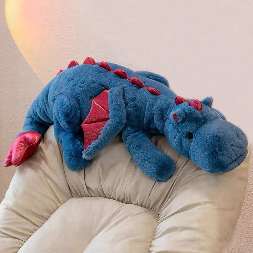 Leahaoe Large Dragon Stuffed Animal, Soft Dragon Plush Toy 51.2" 7Lbs for Kids and Adults, Available in Blue, Green, Pink, and White