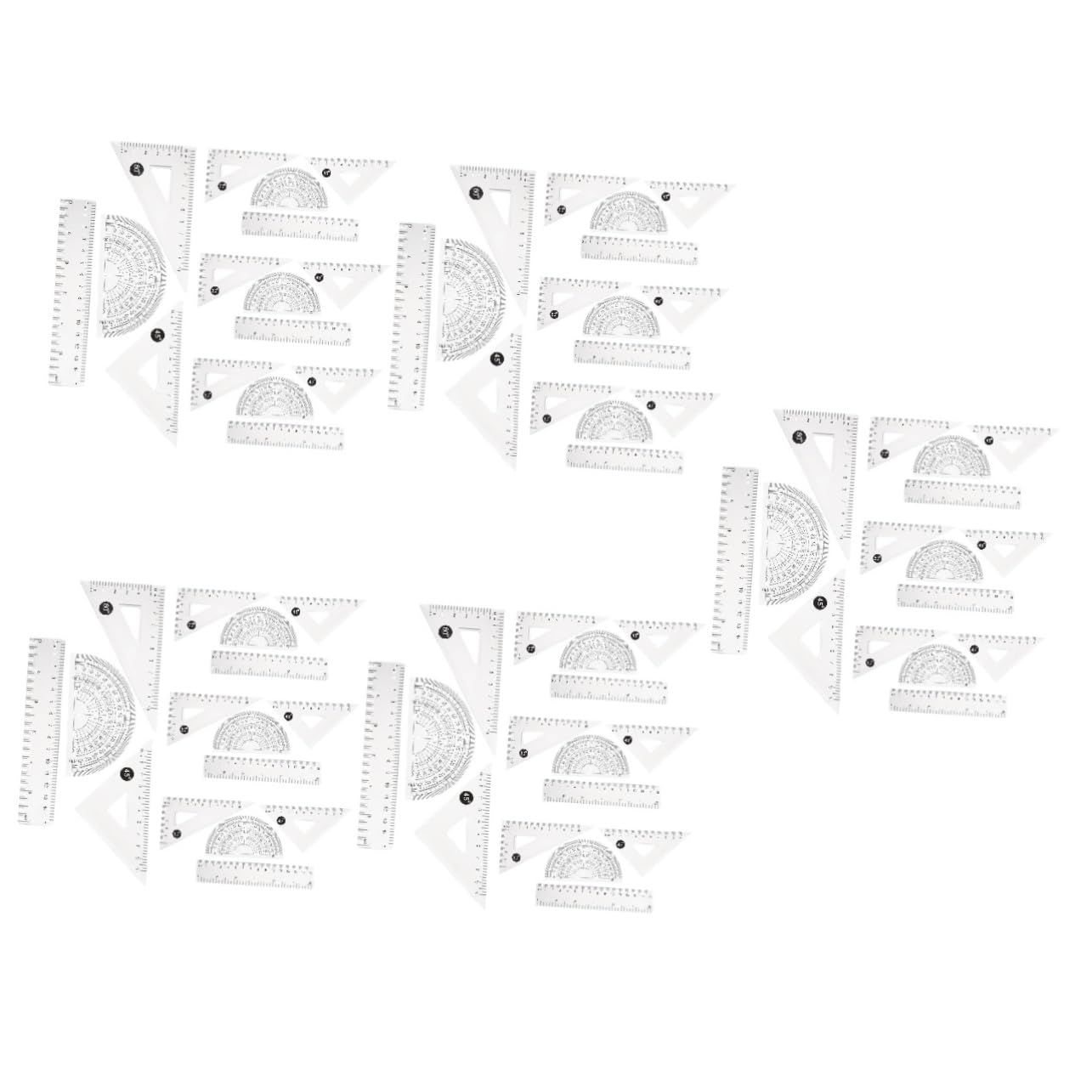 VILLCASE 20 Set Righello trasparente da 15 cm Kit di misurazione - Righello ergonomico kit plastigauge righello del triangolo di disegno kit da disegno professionale fornitura scolastica