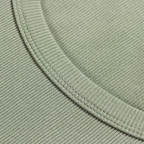 Image of Roselux Women's Summer Scoop Neck Short Sleeve T-Shirts Ribbed Knit Slim Fitted Casual Basic Top