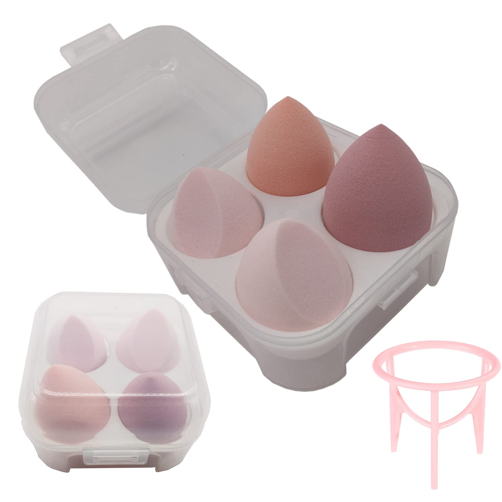 5pcs Beauty Blender Complexion Sponge with Sponge Holder for Makeup Highlighters, Powder, BB Cream or Liquid foundation