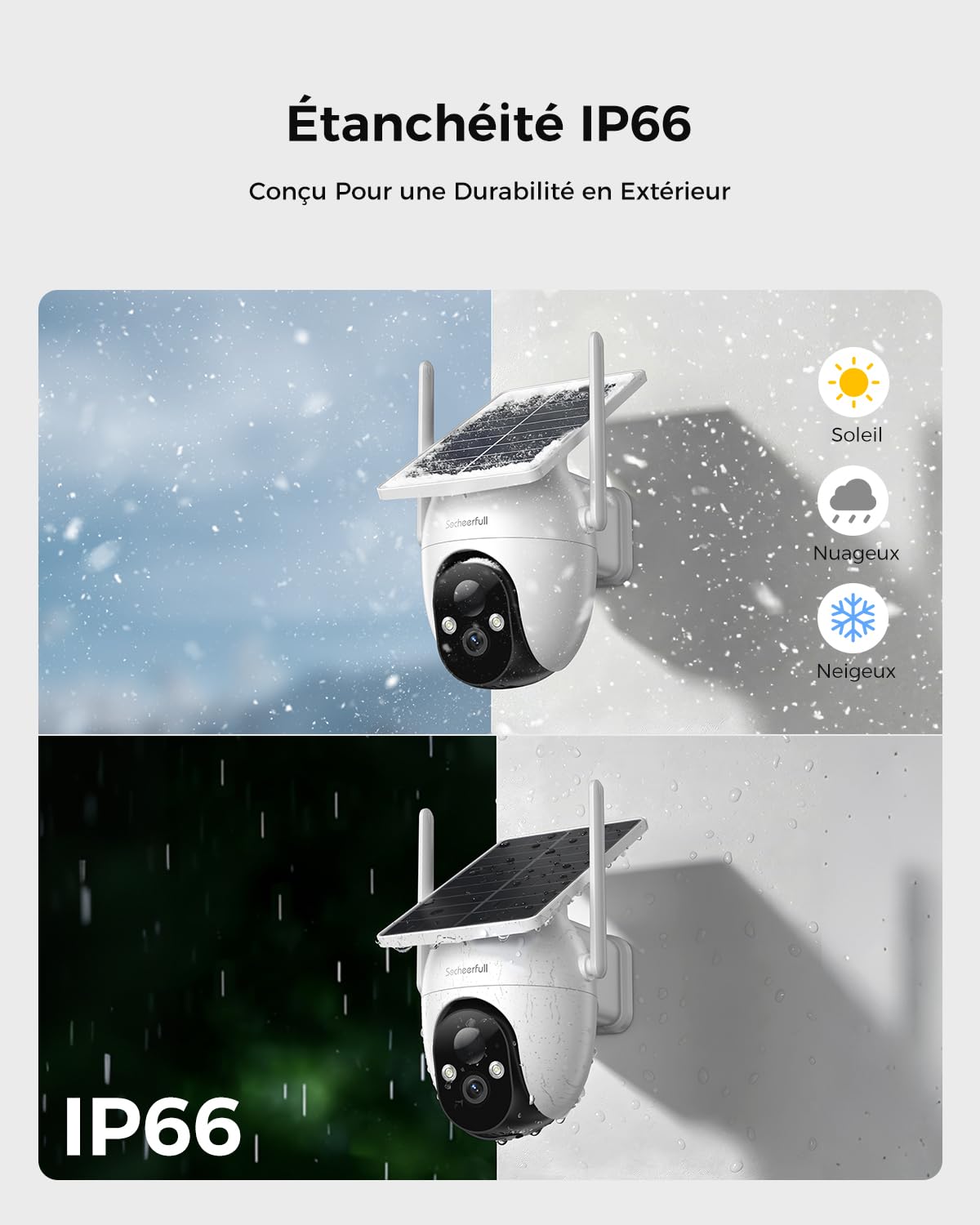 2K Camera Surveillance WiFi Exterieure sans Fil Batterie | Caméra Solaire 3MP 360°PTZ, Panneaux Solaires Intégrés, Recharge Basse Luminosité, Vision Vocturne, AI Détection