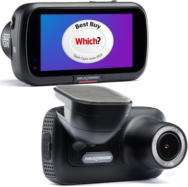 Nextbase 322GW Dash Cam Front - 1080p 60fps Car Camera Dashcam - WiFi, 10Hz GPS, Bluetooth, Emergency SOS, Night Vision, Intelligent Parking Mode, 2.5" IPS Touch Screen, G-Sensor, Magnetic Mount - 1