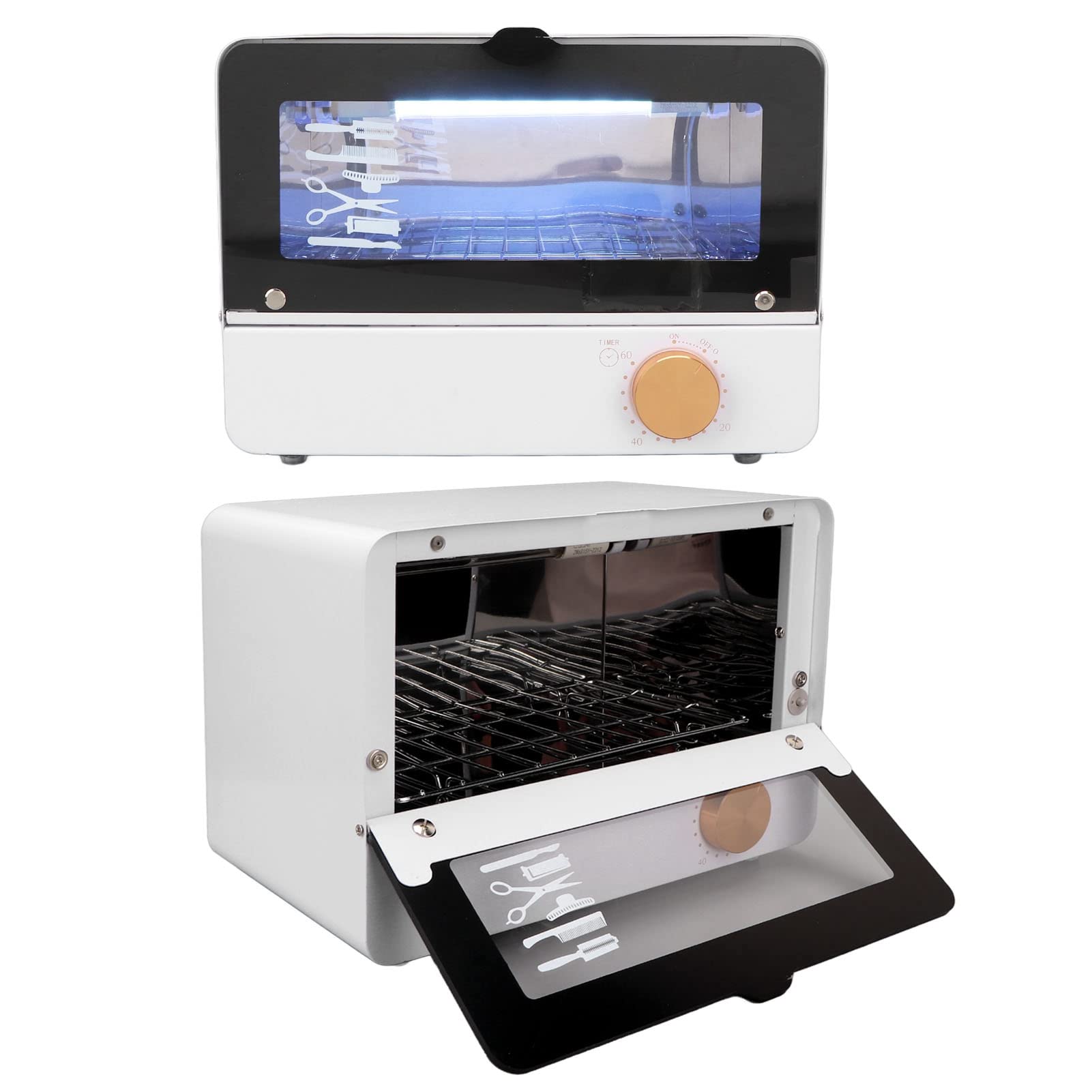 Caja de Gabinete de Limpieza UV de 6 L, Caja de Limpieza de Ozono Ajustable con Control de Sincronización con Lámpara UV de Longitud de Onda de 185-254 Nm, para (Enchufe europeo 220V)