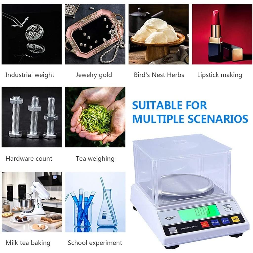 MRKU Bilancia da Laboratorio ad Alta precisione Bilancia Elettronica analitica Digitale da Laboratorio con paravento Peso di calibrazione da 0,01 g Batteria Ricaricabile