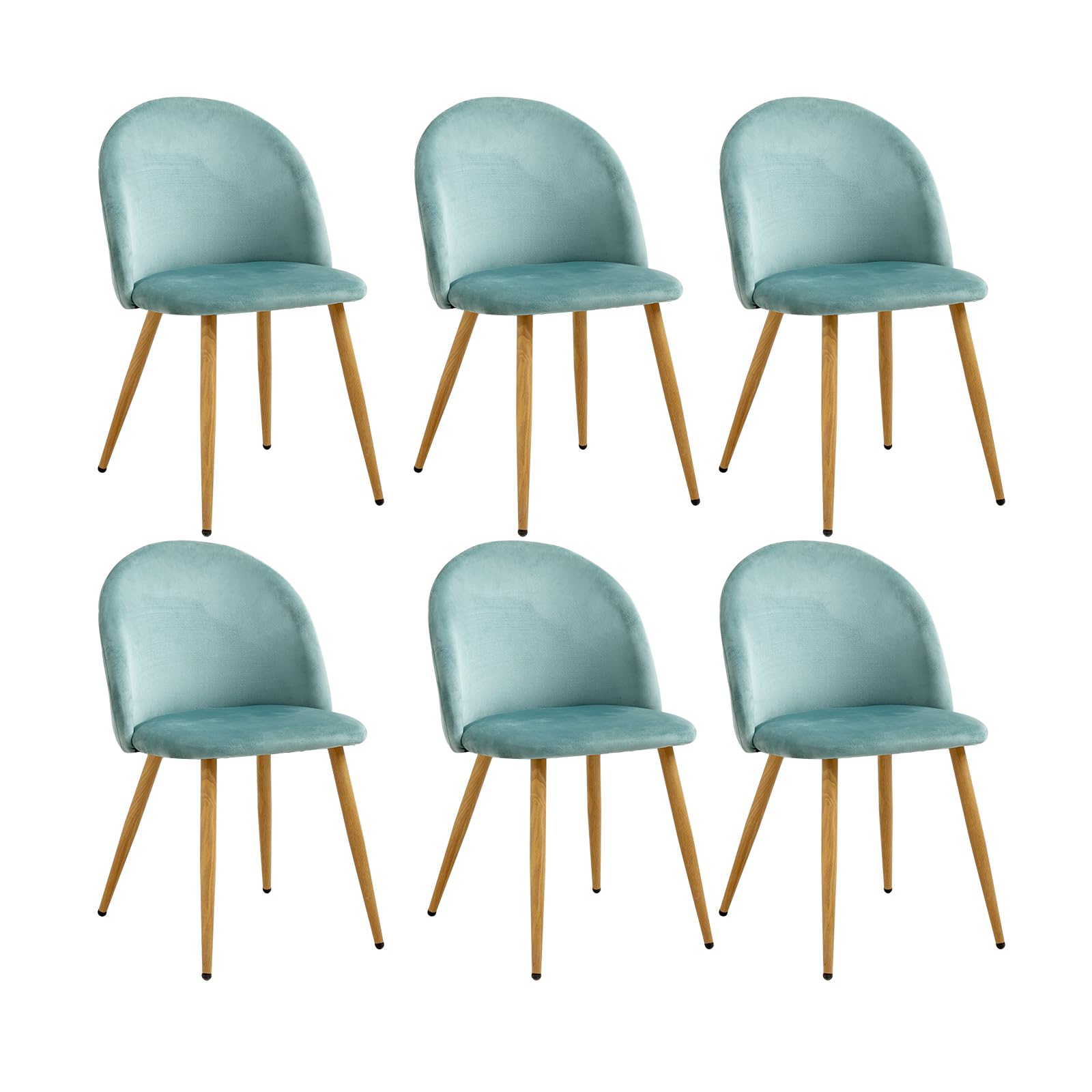 JZGORC Pack de 6 Silla de Comedor, Silla de Comedor de Terciopelo Suave, Silla de Cocina con Patas de Metal, Silla de Comedor Moderna con Almohadilla Protectora Ajustable - Verde