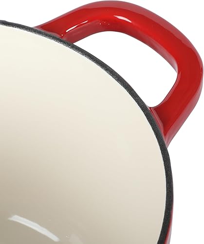 Miniatura 5 de Crock-Pot Sartén de hierro fundido esmaltado europeo de 3 cuartos de galón con tapa - rojo degradado