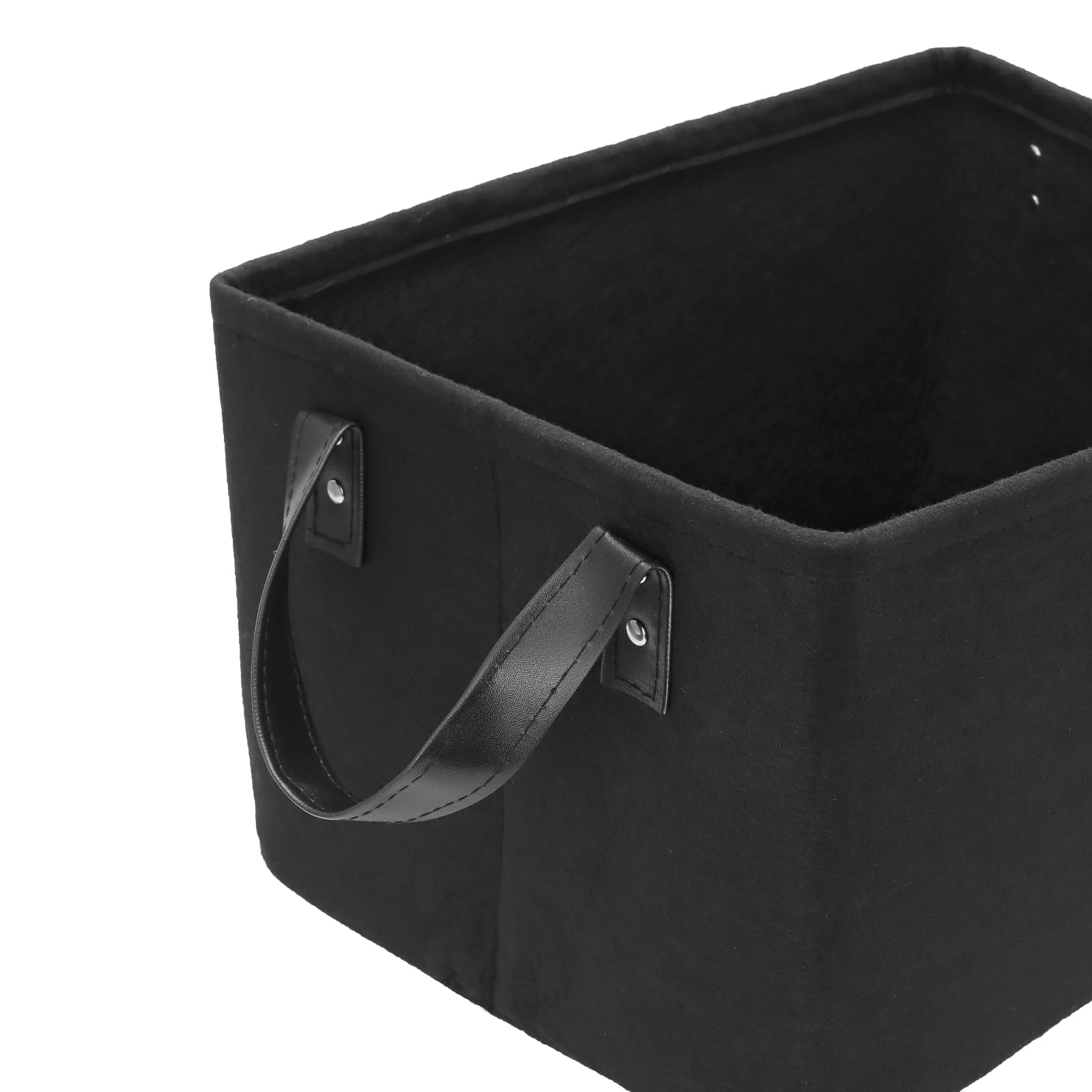 Lot de 3 paniers de rangement pliables en feutre avec deux poignées, panier de rangement pour vêtements, magazines, journaux - Noir