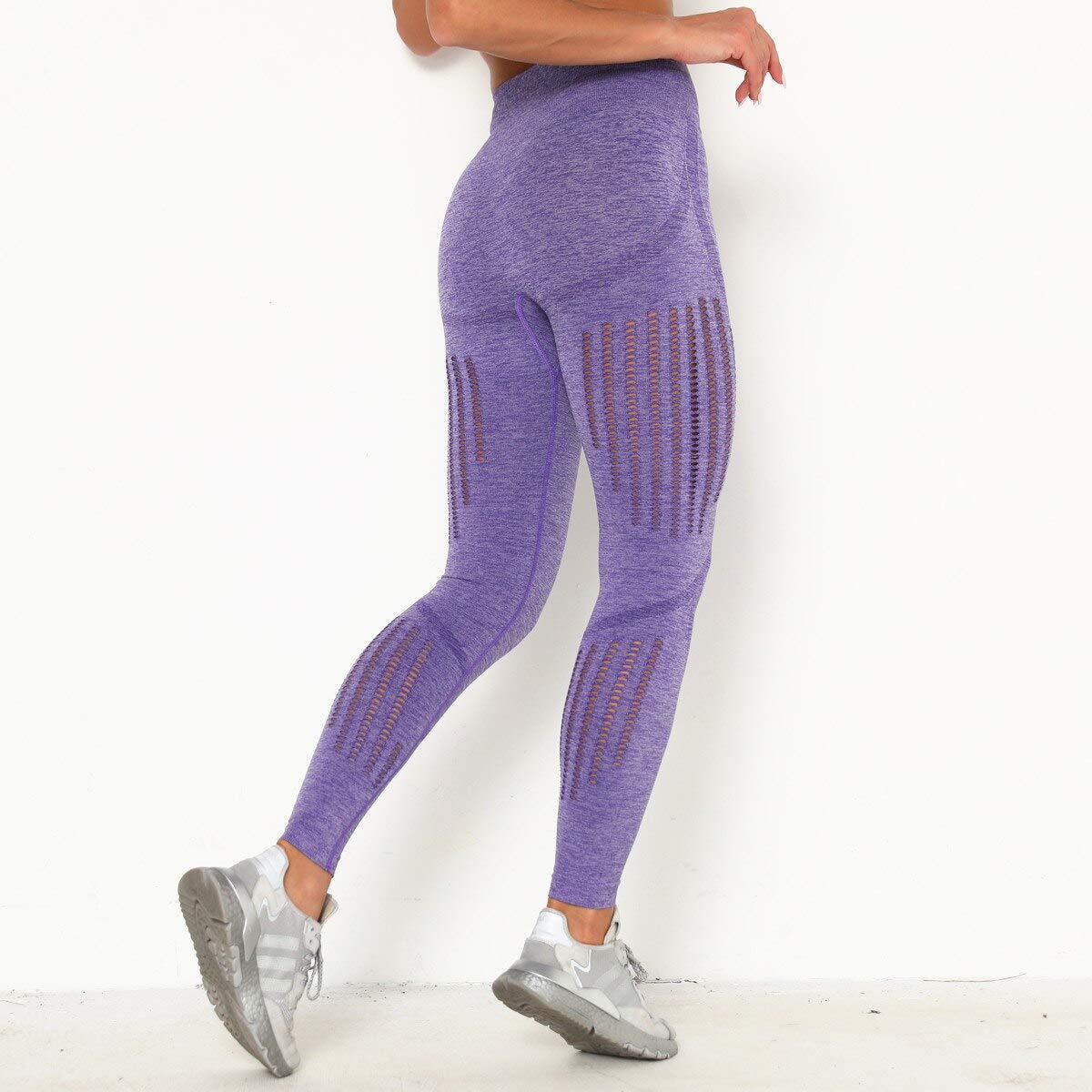 LuisFranklin Legginsy damskie siłownia joga damskie legginsy fitness push up legginsy bezszwowe legginsy treningowe z wysokim stanem siłownia bezszwowe legginsy damskie M fioletowe-1 legginsy