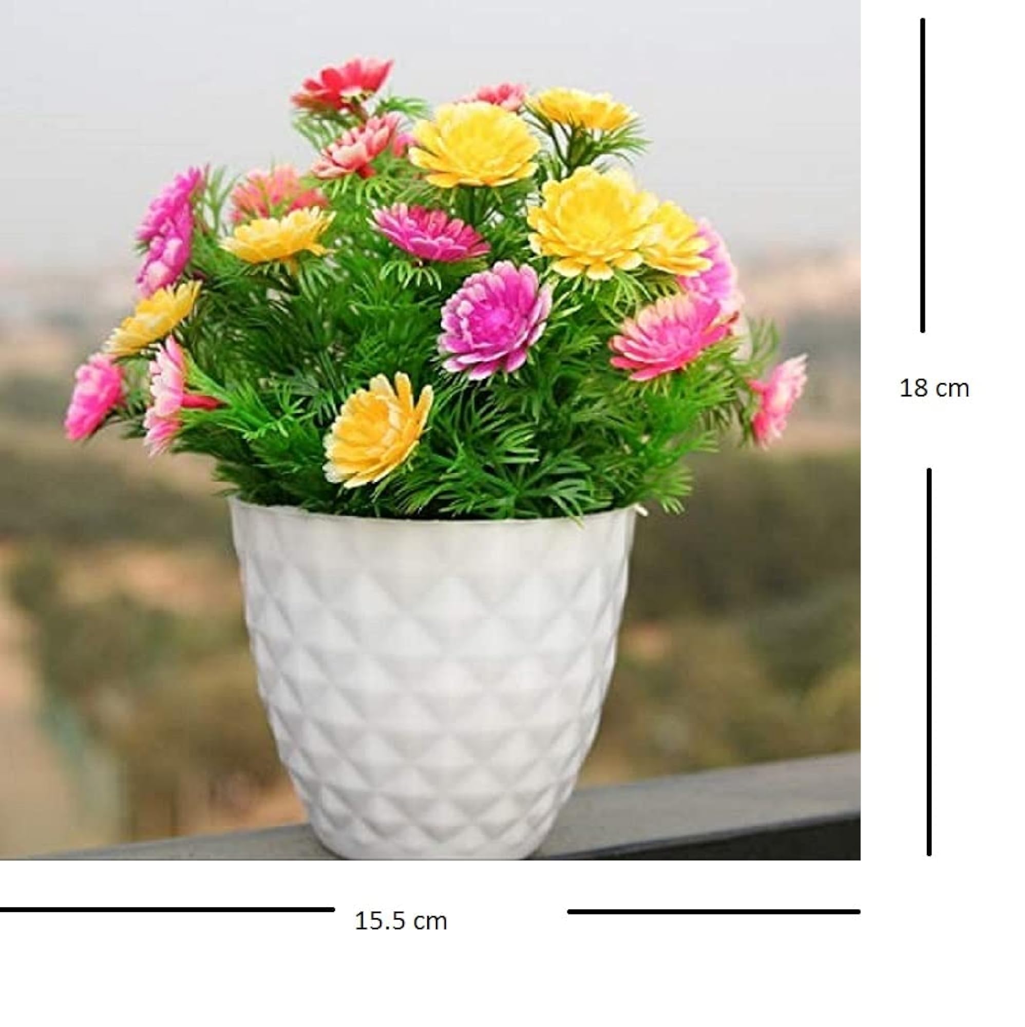 Multicolor Wild Flower Artificial Flower with Pot, Multi