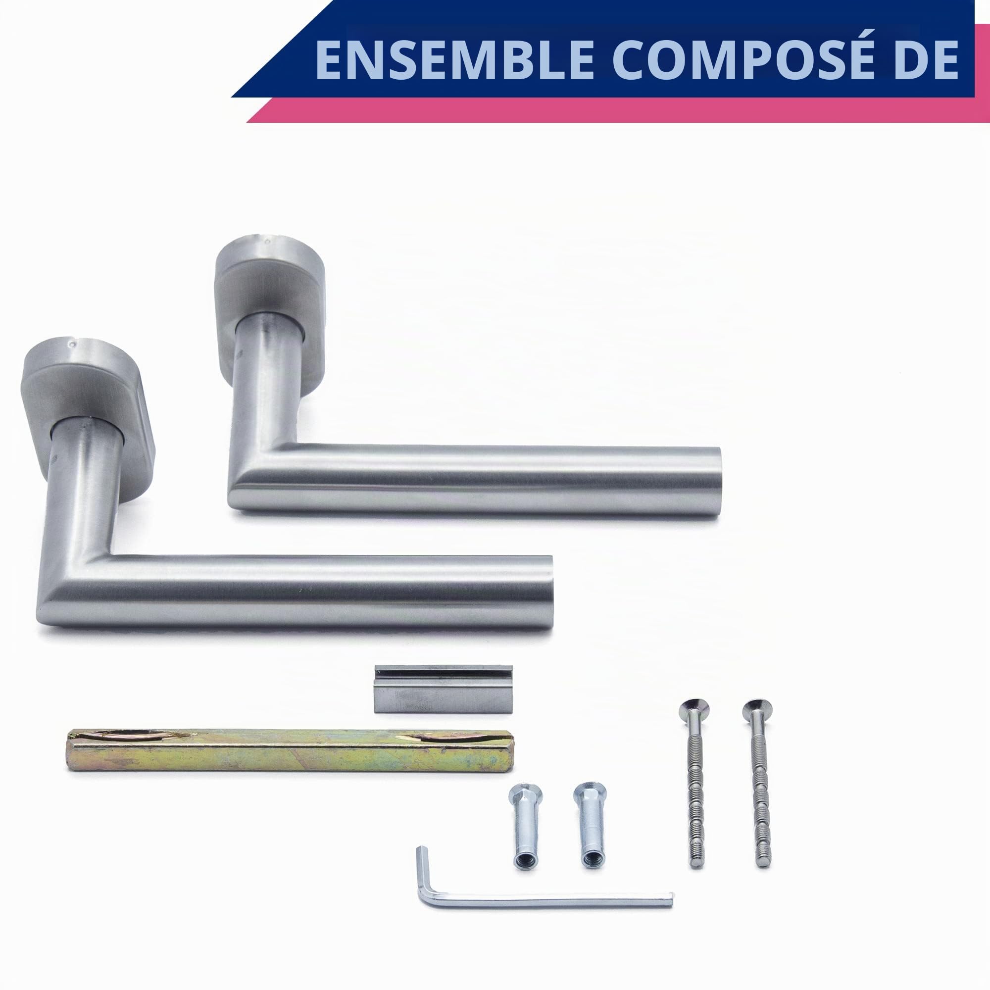 APECS Poignée de porte ovale en acier inoxydable pour porte d’entrée et portes intérieures, modèle L H-0904