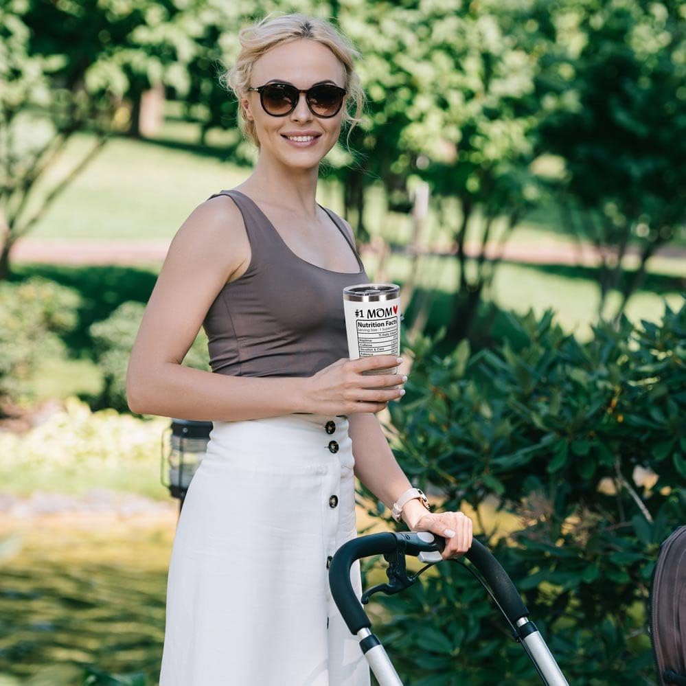 Breezy Valley #1 Mom Gifts Tumbler, Valentine's Day Gifts for Moms from Daughter Son Husband - Best Mom Ever Birthday Gift for Mom Grandma, Number One Nutrition Facts Coffee Tumbler Cup 20oz - Image 6