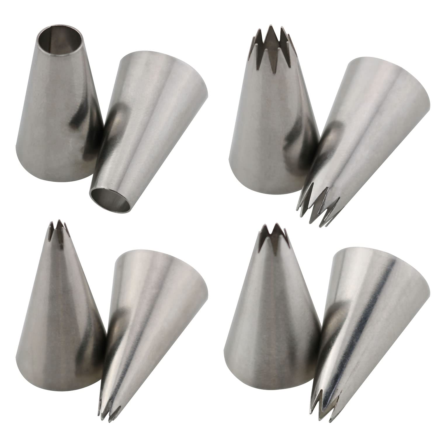 ZZHXSM 4IN1 Piping Nozzle Stainless Steel Icing Tips Cupcake Pastry Tools Cake Decorating Tips Cupcake Cookies Icing Piping Pastry Nozzles (#12, #16, #22 Nozzle 9 Teeth, #17 Nozzle 6 Teeth)