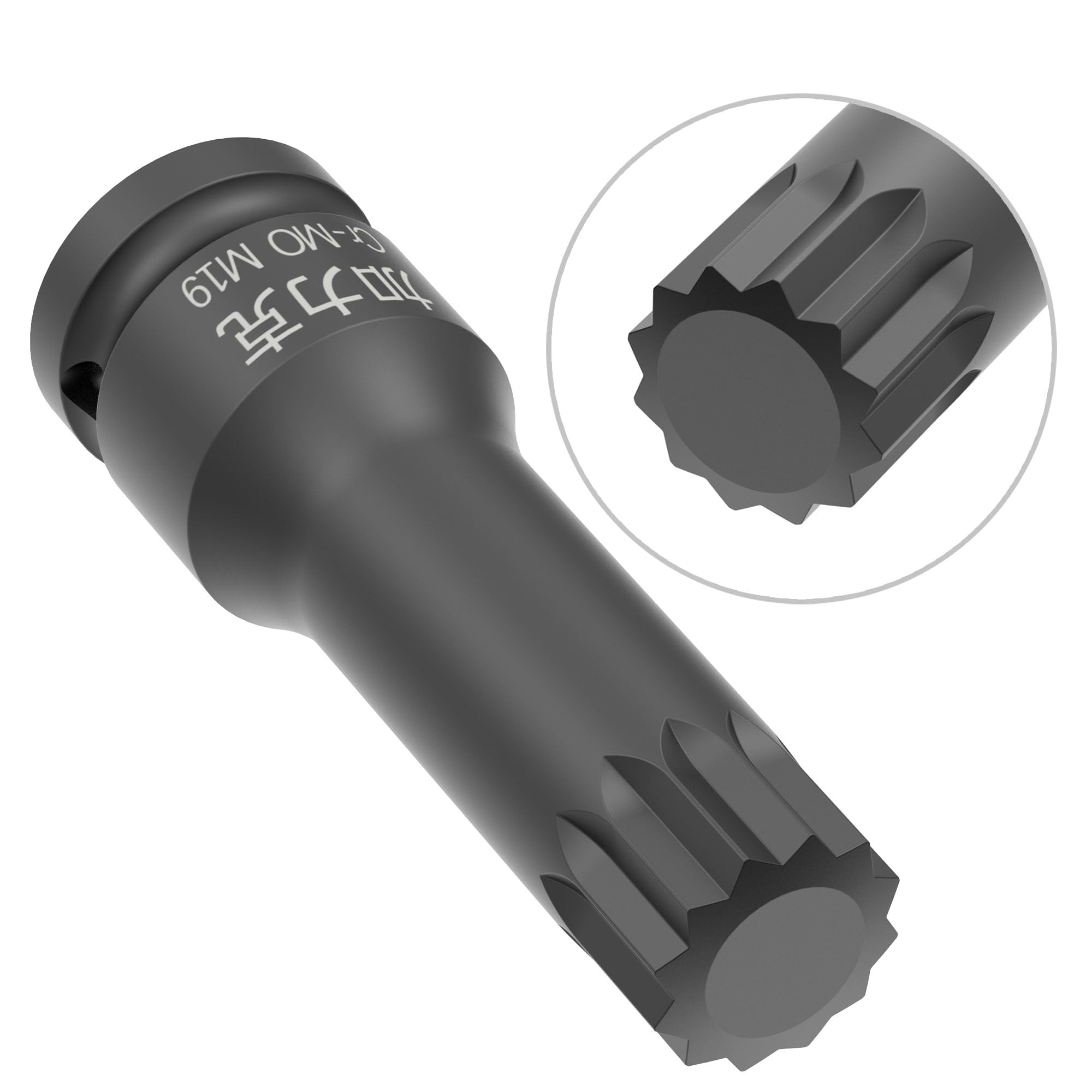 FOCMKEAS 1/2-Inch Drive x M19(19mm) Impact XZN Triple Square Spline Bit Socket, Metric Lengthen Screwdriver Socket Adapter - Image 4
