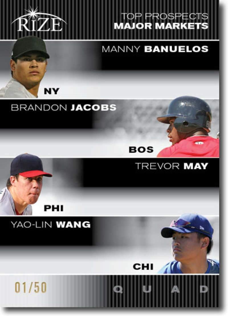 2012 Leaf Rize Draft Blue Top Prospects Quad #TL-AH-RR-AA Tzu-Wei Lin/Alen Hanson/Rio Ruiz/Austin Aune Red Sox Catalysts (Rookie/Prospect Insert Emerald Paragon Card) MLB Baseball Card /25 NM-MT