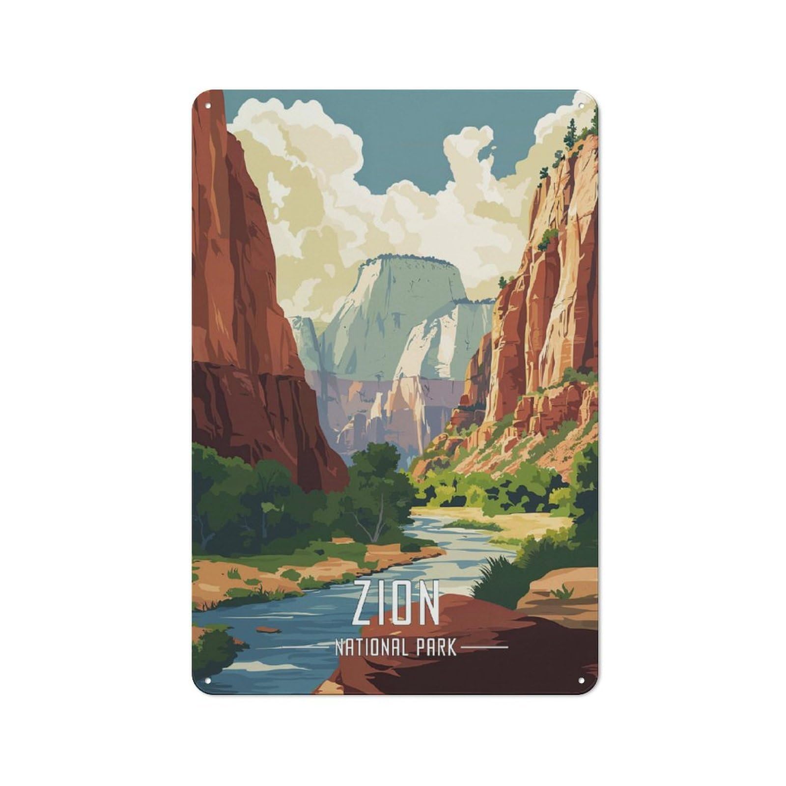 Junmoney Style-6 Zion National Park Tin Wall Sign 30X20cm, Loft Style Industrial Wall Decor For Loft, Studio, Office Or Creative Room