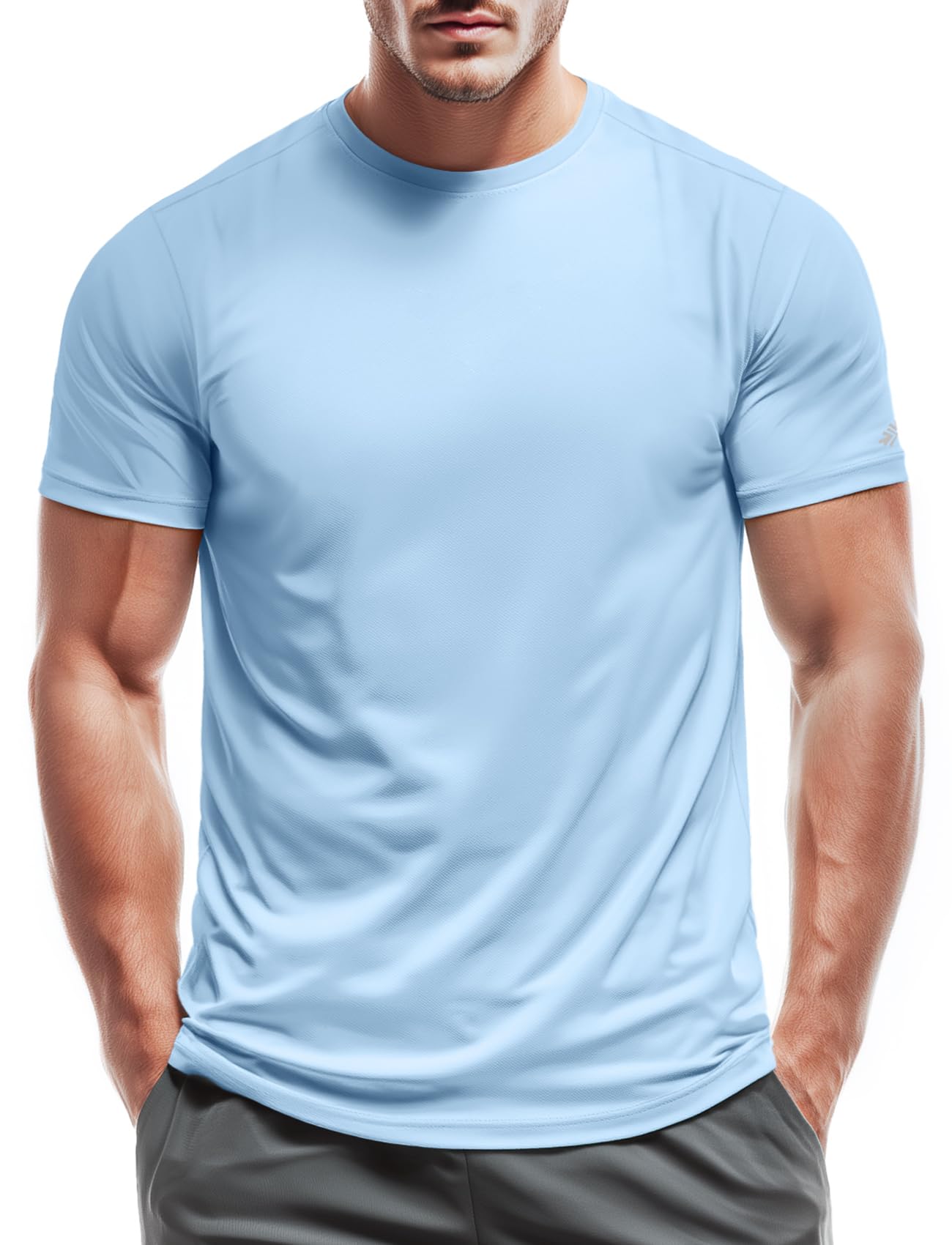 Zengjo Mens Athletic Shirts Moisture-Wicking Quick Dry Workout Tees Lightweight Crewneck T-Shirts for Running Gym Casual Work