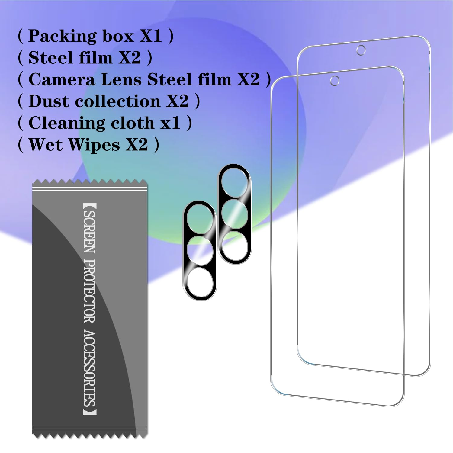 BIGFACE Protector de pantalla de vidrio templado para Galaxy A36 + protector de lente de cámara [paquete de 2 + 2] [compatible con fundas] [antiarañazos] [desbloqueo ultrasónico de huellas dactilares