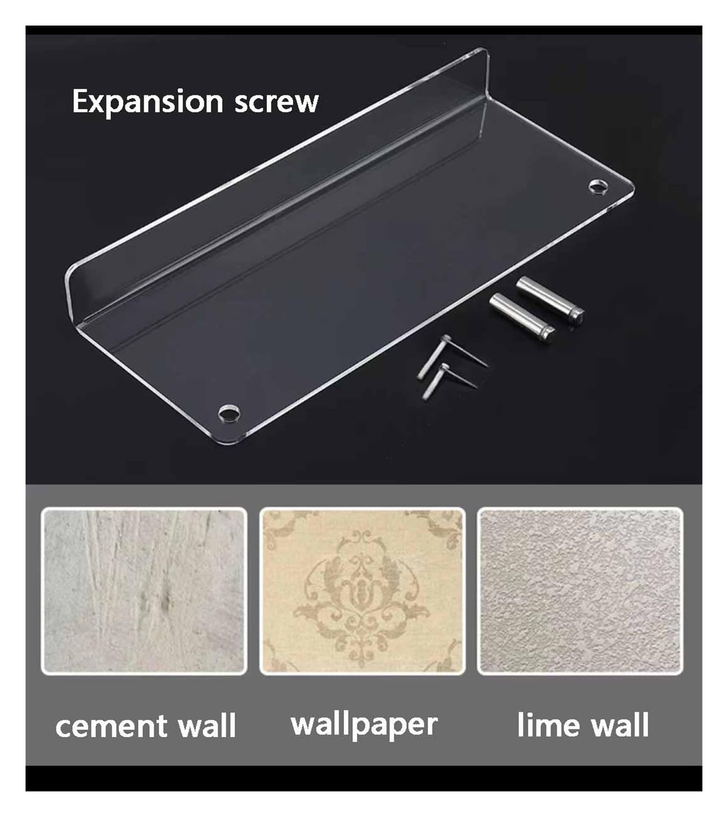 Étagère murale acrylique transparente invisible pour salon chambre cuisine bureau(30cm/11.8in)