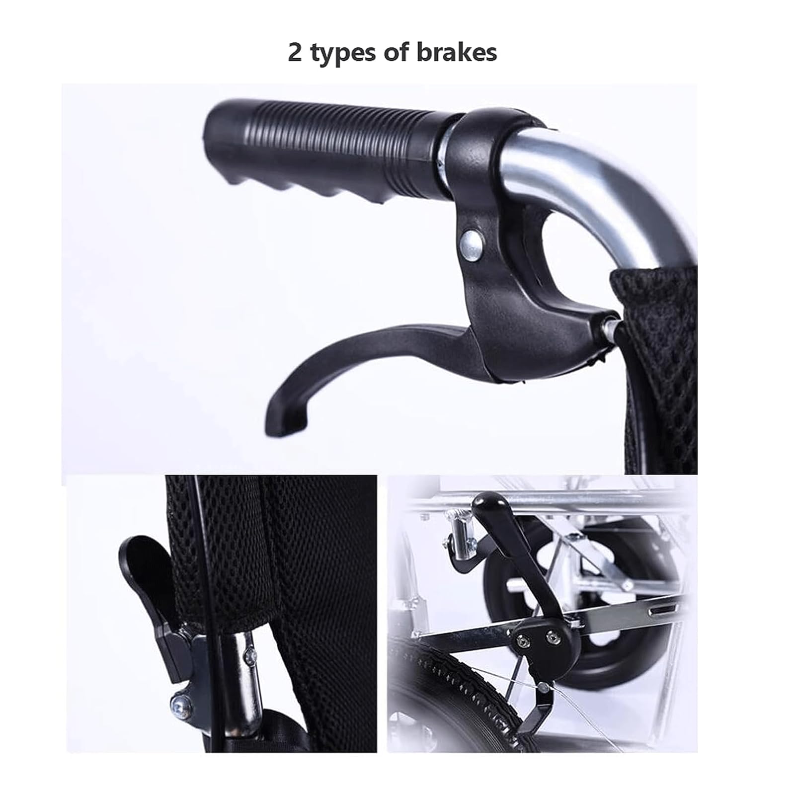 BKEKM Silla de Ruedas Sillas de Ruedas de Transporte Silla de Ruedas Manual Ligera Silla de Ruedas de aleación de Aluminio con Carga de Pedal Ajustable 100 kg / 220 LB Cómodo
