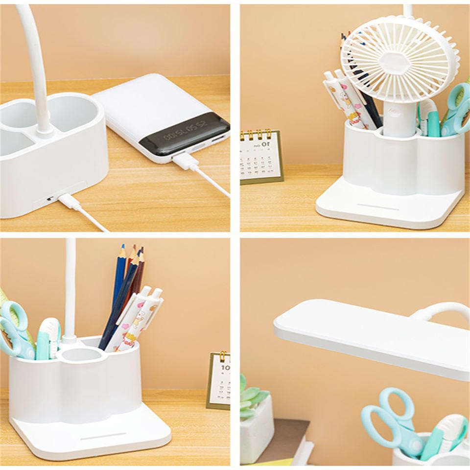 Image of One94Store 3-in-1 LED Desk Lamp with Pen & Phone Holder - USB Rechargeable Study Lamp with Touch Sensor, 3 Light Modes, Eye Protection & Warm White Night Light for Bedroom, Office & Home