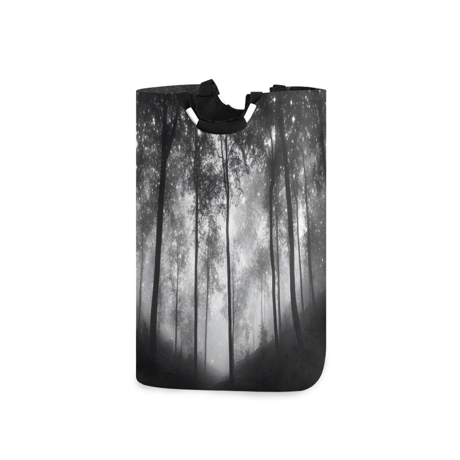 Jihqo Laundry Hamper Basket Forest Black Trees Collapsible Nursery Storage Bin Waterproof Clothing Baskets for Home Bedroom Bathroom Washing Room