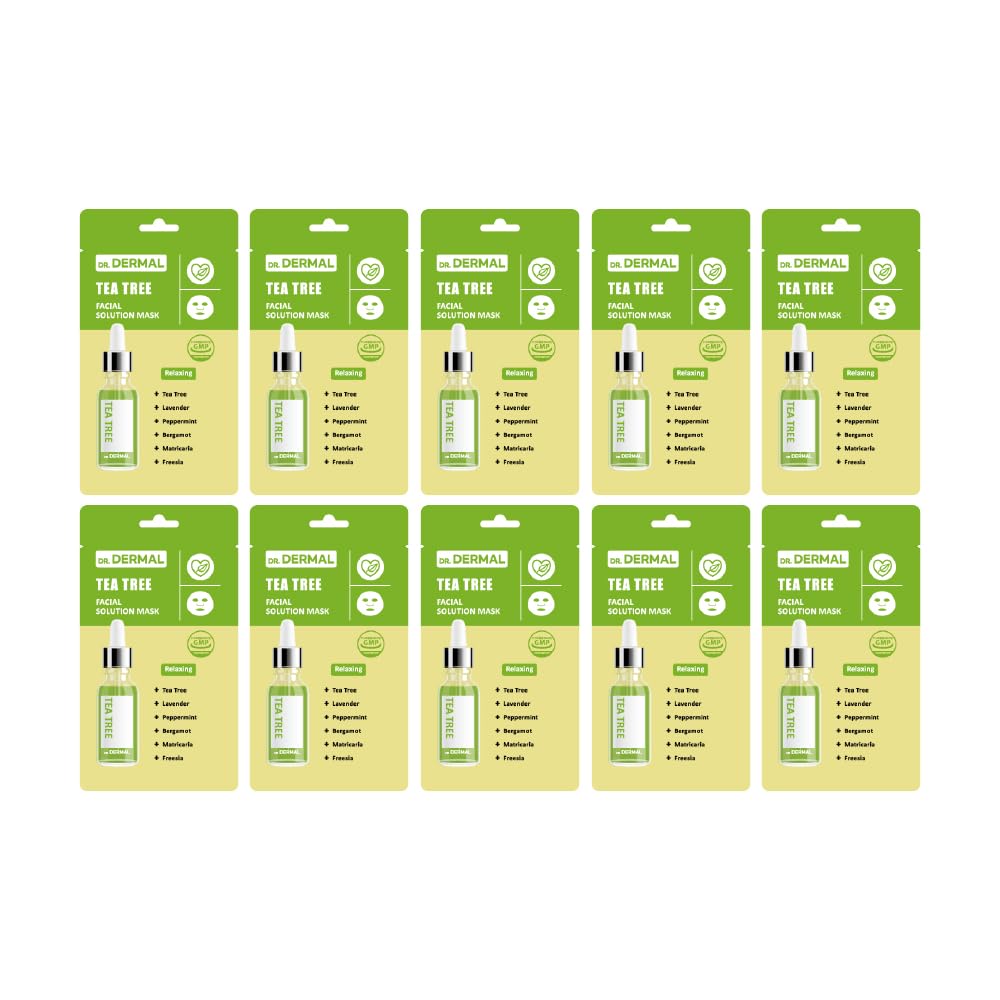 Dr. DERMAL Tea Tree Facial Solution Mask, Set of 10 : Amazon.com 