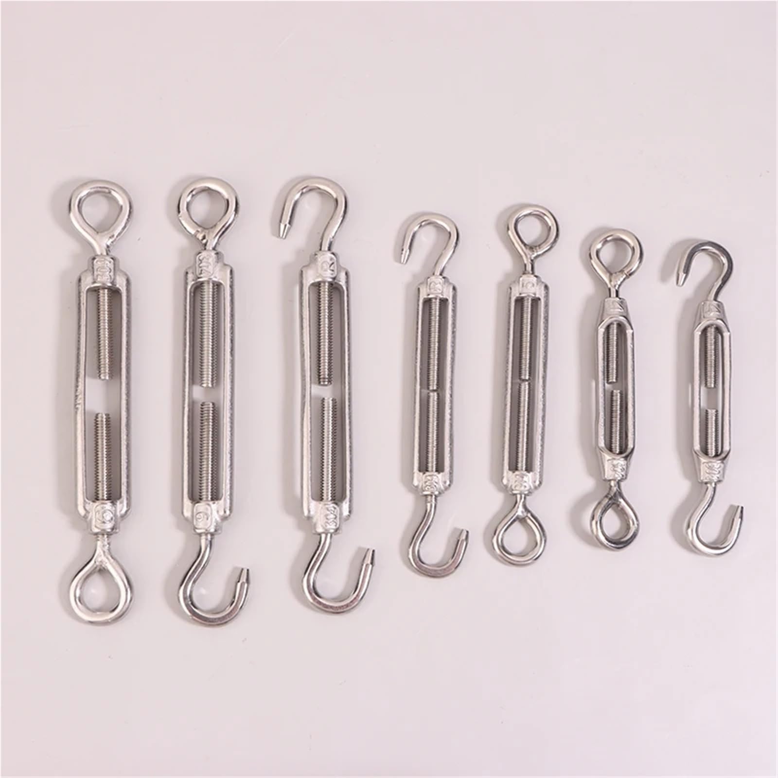 10 Piezas M4 M5 M6 M8 Acero Inoxidable 304 Ajuste Cadena Aparejo Ganchos Ojo Tensor Cuerda de Alambre Dispositivo tensión(M8-1)
