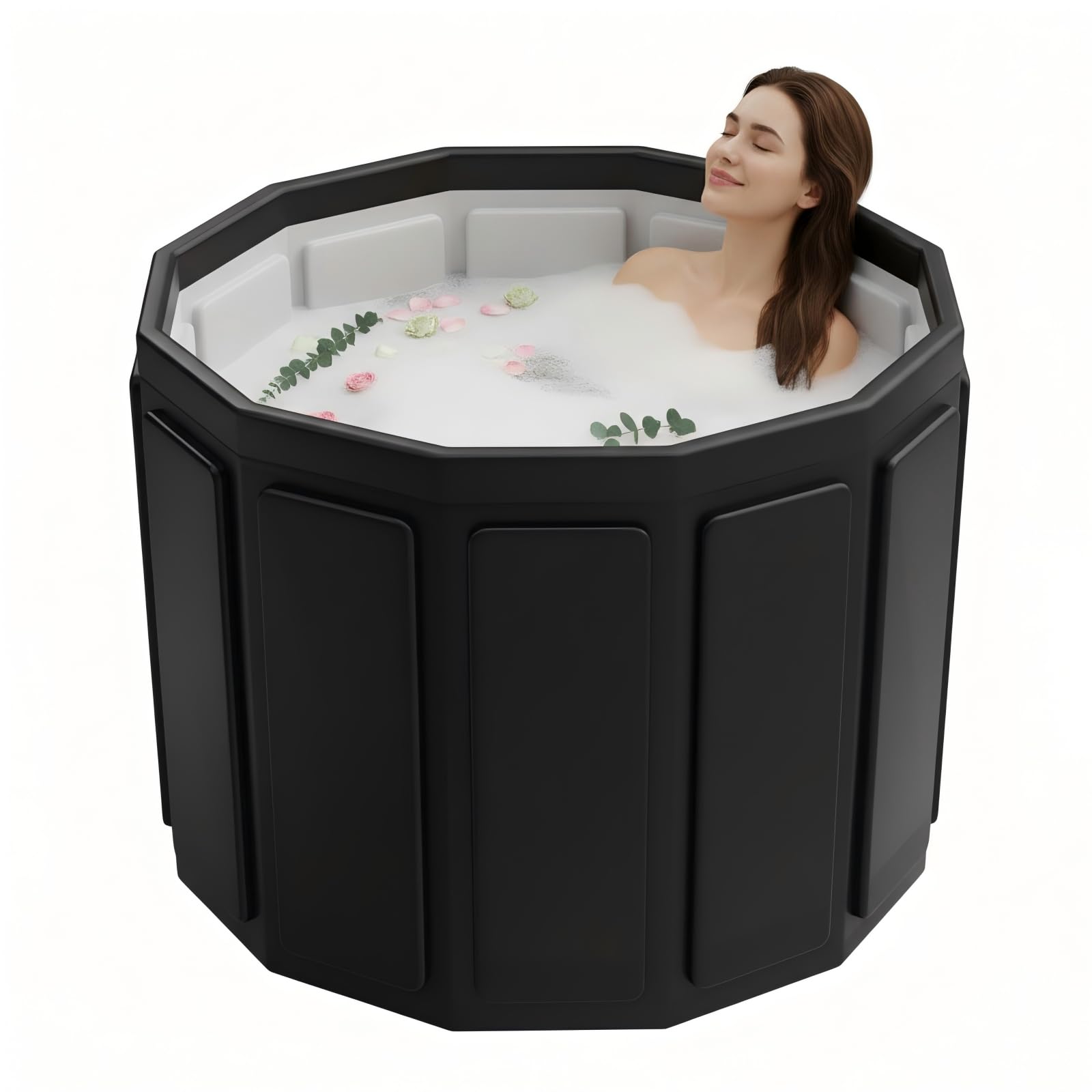 Portable Bathtub for Adult, Foldable Soaking Bathtub for Hot SPA&Ice Bath, Foldable Small Bathtub collapsible bathtub for Bathing, 6-layer Insulated portable tub,Space-Saving (black, 25.9X31.5 IN)