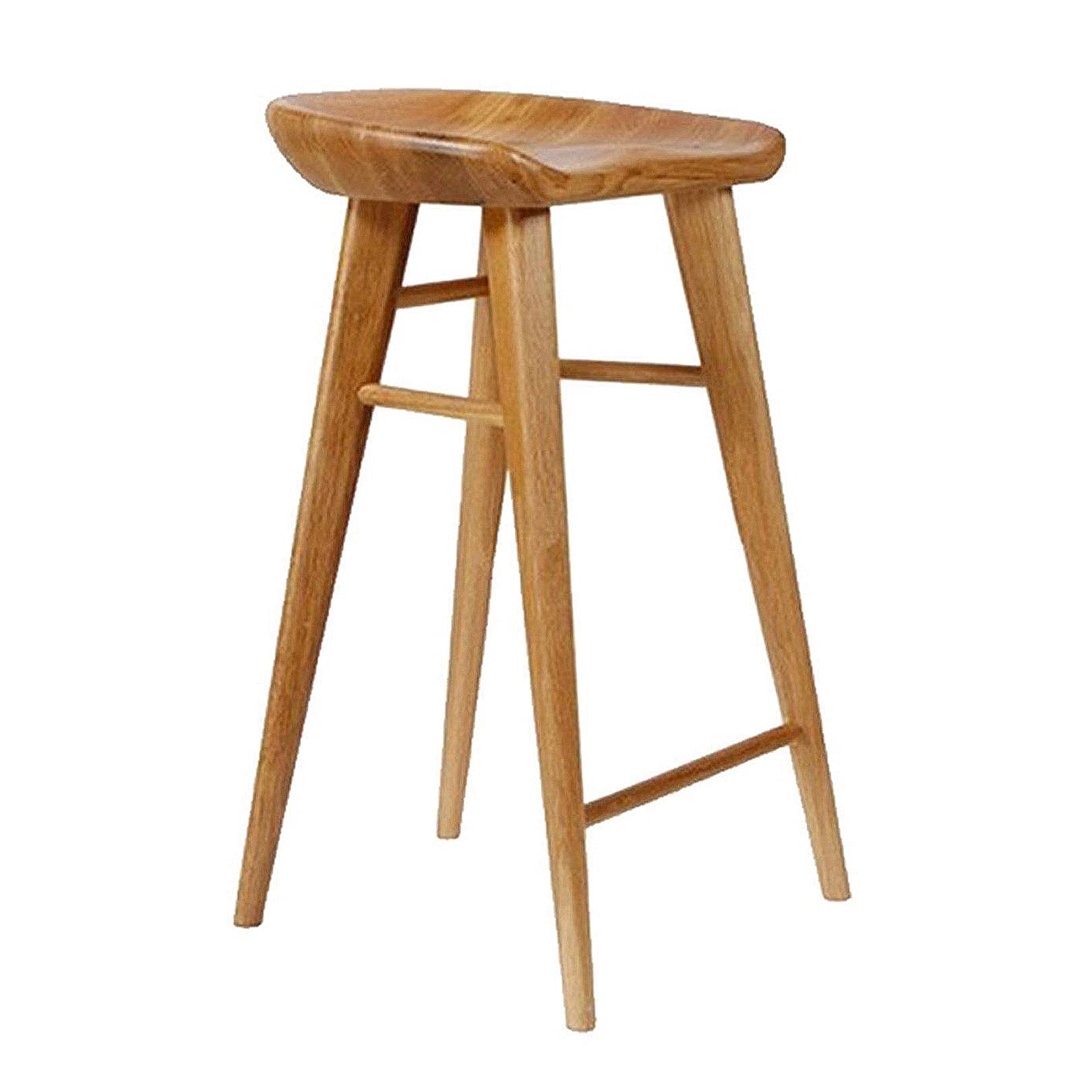 Tabouret de bar industriel en bois de 65cm avec repose-pieds vintage pour cuisine | Lot de 2