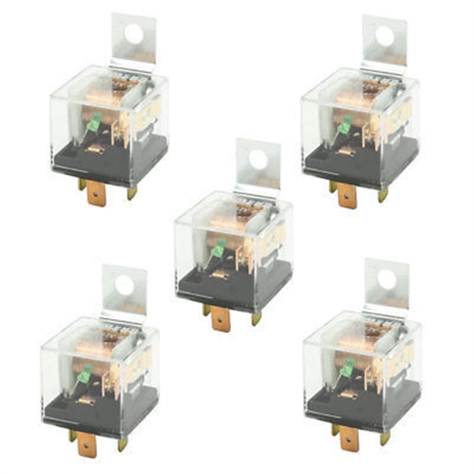 Parti e ricambi DC 12V 80A Alloggiamento in trasparente SPST NO Indicatore verde Relè for auto 5 pz