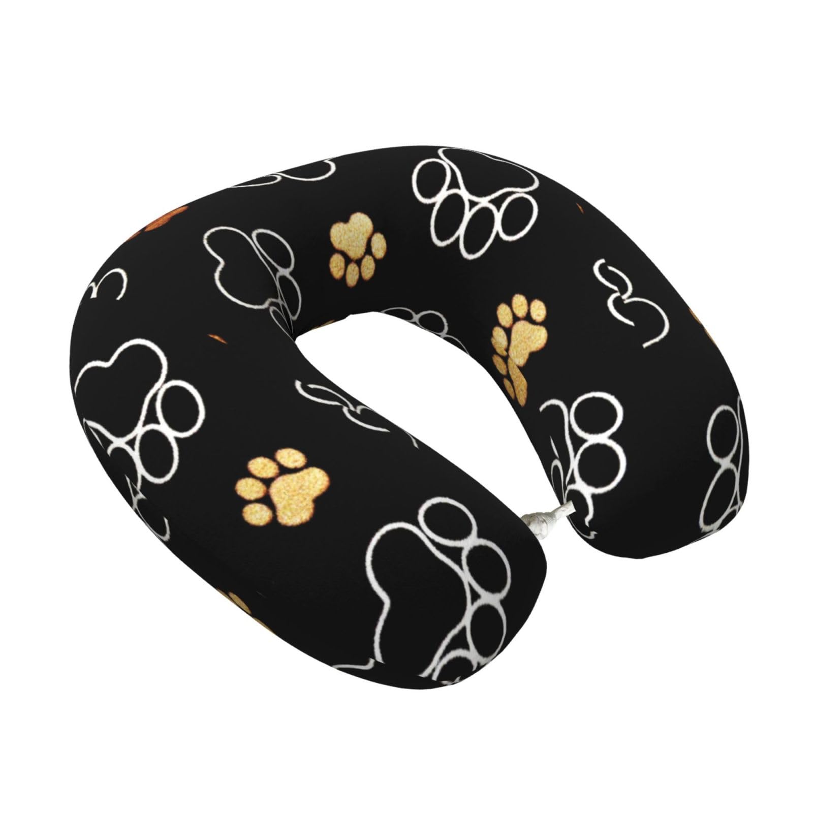LKYMOH Dog Paws Prints Sories Printed, Travel Neck Pillow U-Shaped Memory Neck Support Soft Comfortable With Washable Cover For Airplane Car Traveling and Office
