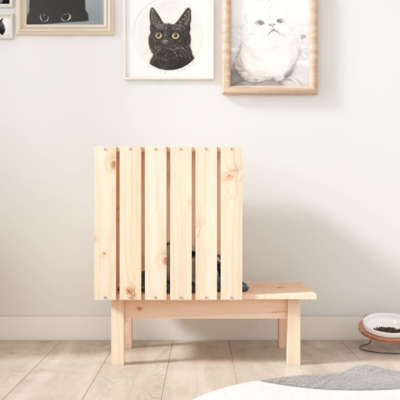 Brokky Casetta per Gatti 60x36x60 cm in Legno Massello di Pino,Casetta per Gatti in Legno, Cuccia da Esterno Casa per Gatti