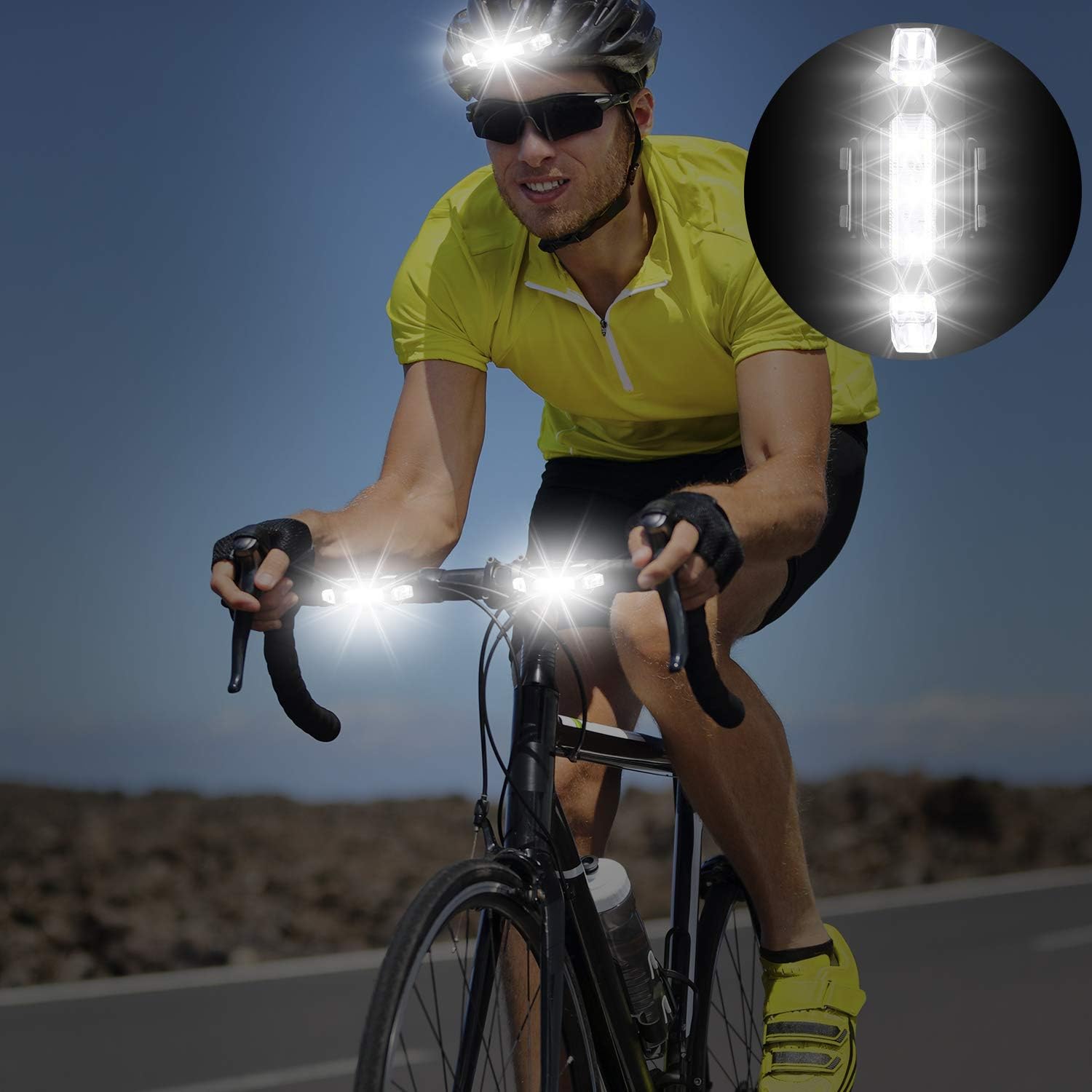 6 Pieces Bike Lights for Night Riding USB Rechargeable Bicycle Light Waterproof Front Headlight and Back Taillight for Road, Mountain, Night Riding