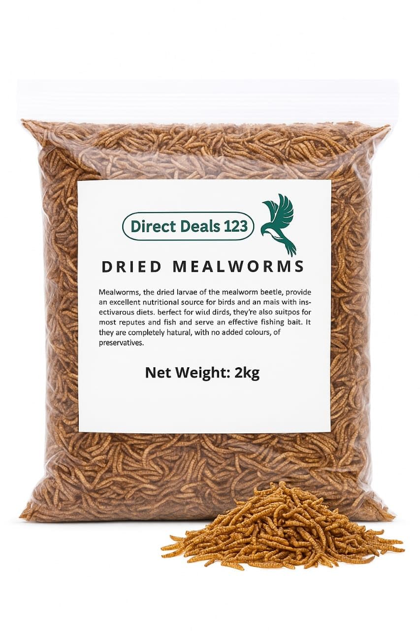 Premium Mealworms Wild Bird Food, Protein Food for All Species, Natural High Energy Feed, No Mess Bird Food for All Birds (2kg, Mealworms)