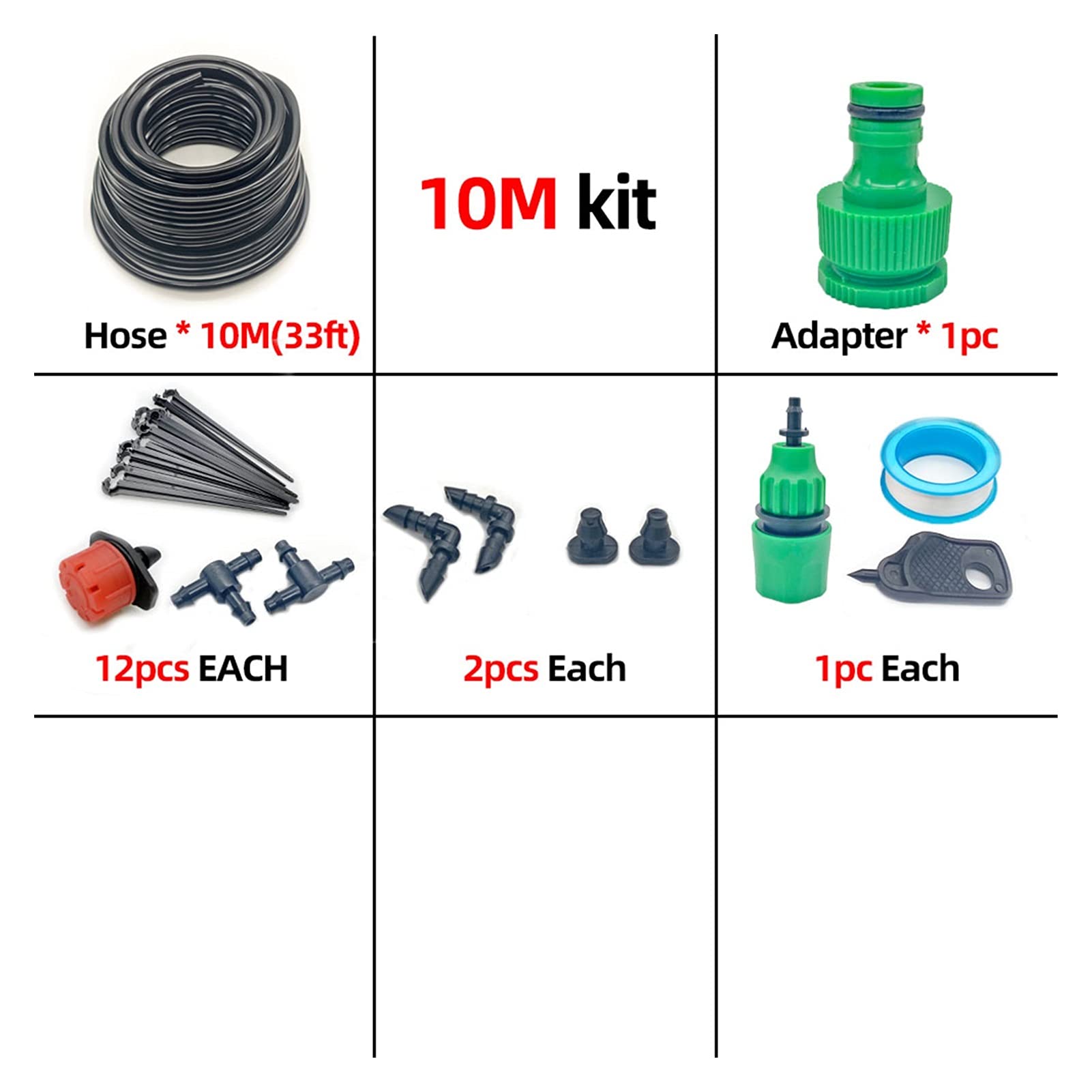 Kit de riego por goteo de 10 m, sistema de riego de jardín inteligente, sistema de riego por goteo, sistema de riego de plantas por goteo, kit de riego de 10 m (color: 10 m)