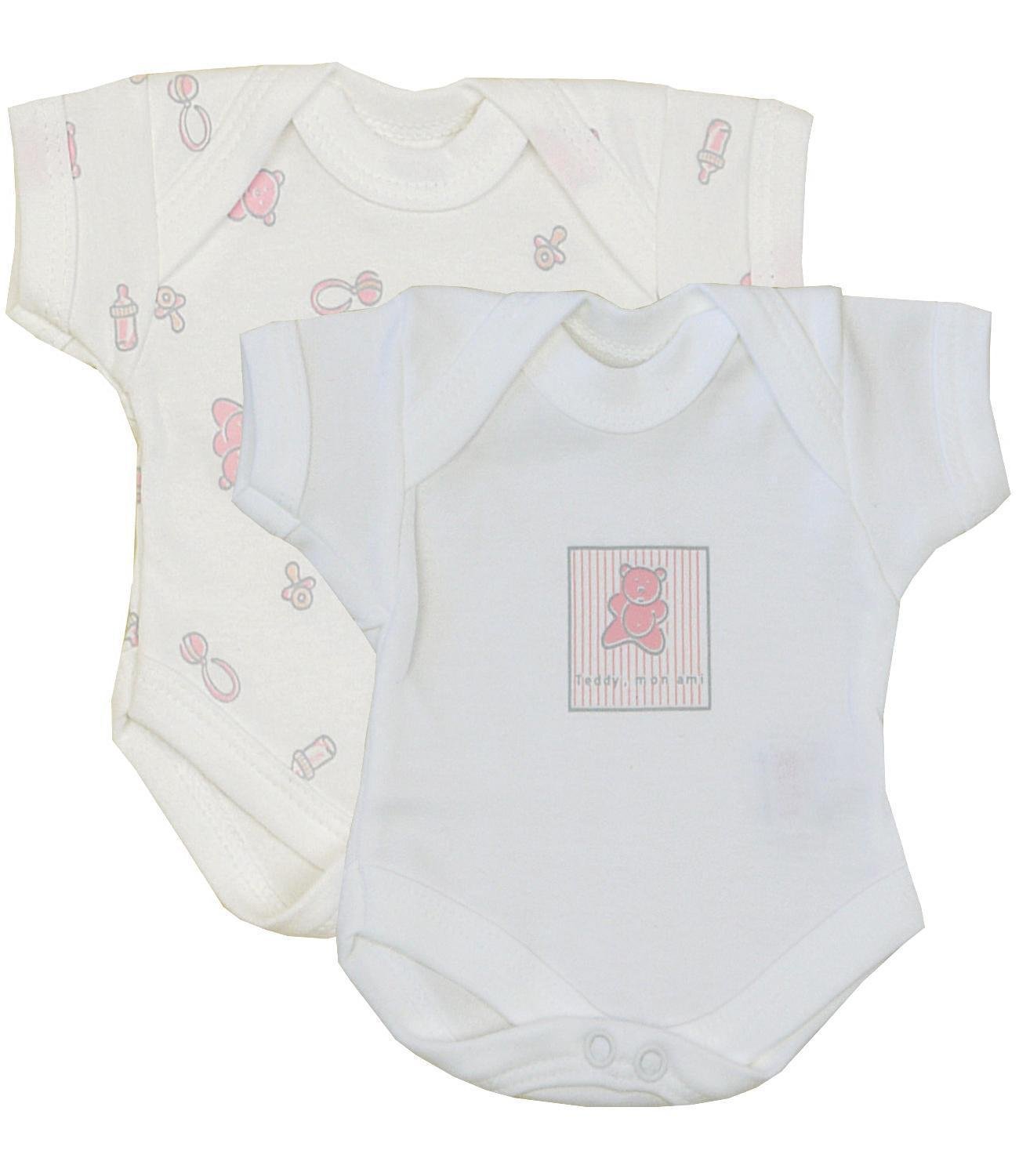 BabyPrem Premature Baby 2 Bodysuits Girls Clothes 5.5-7.5lb PINK TEDDY PREM 3