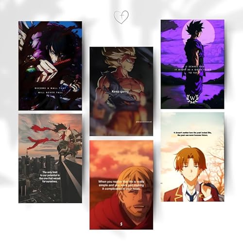 Anime Motivational Poster A4 Pack of 6 Perfect Wall Decoration