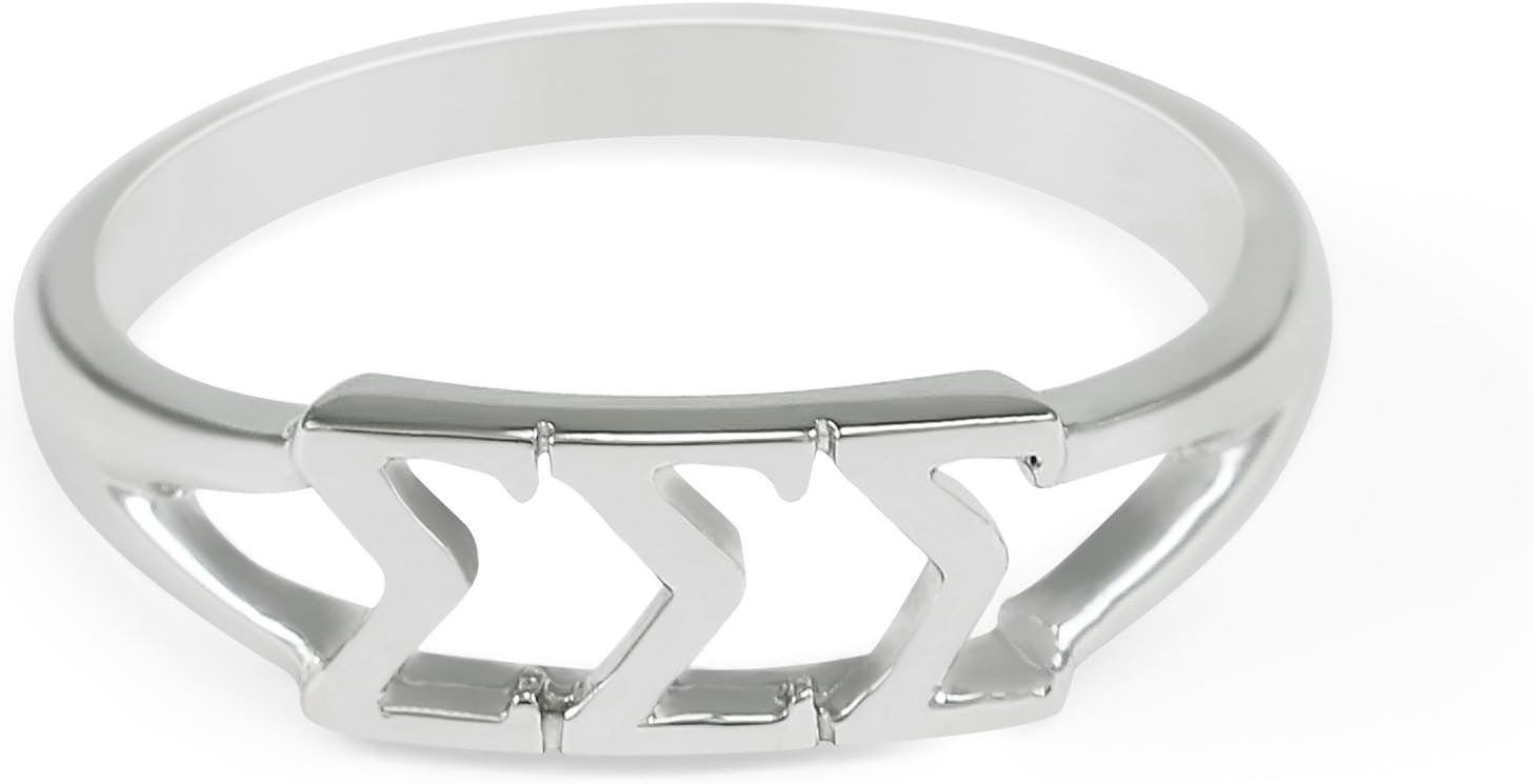 The Collegiate Standard Sigma Sigma Sigma Sorority Sterling Silver Ring with Greek Cut-Out Letters