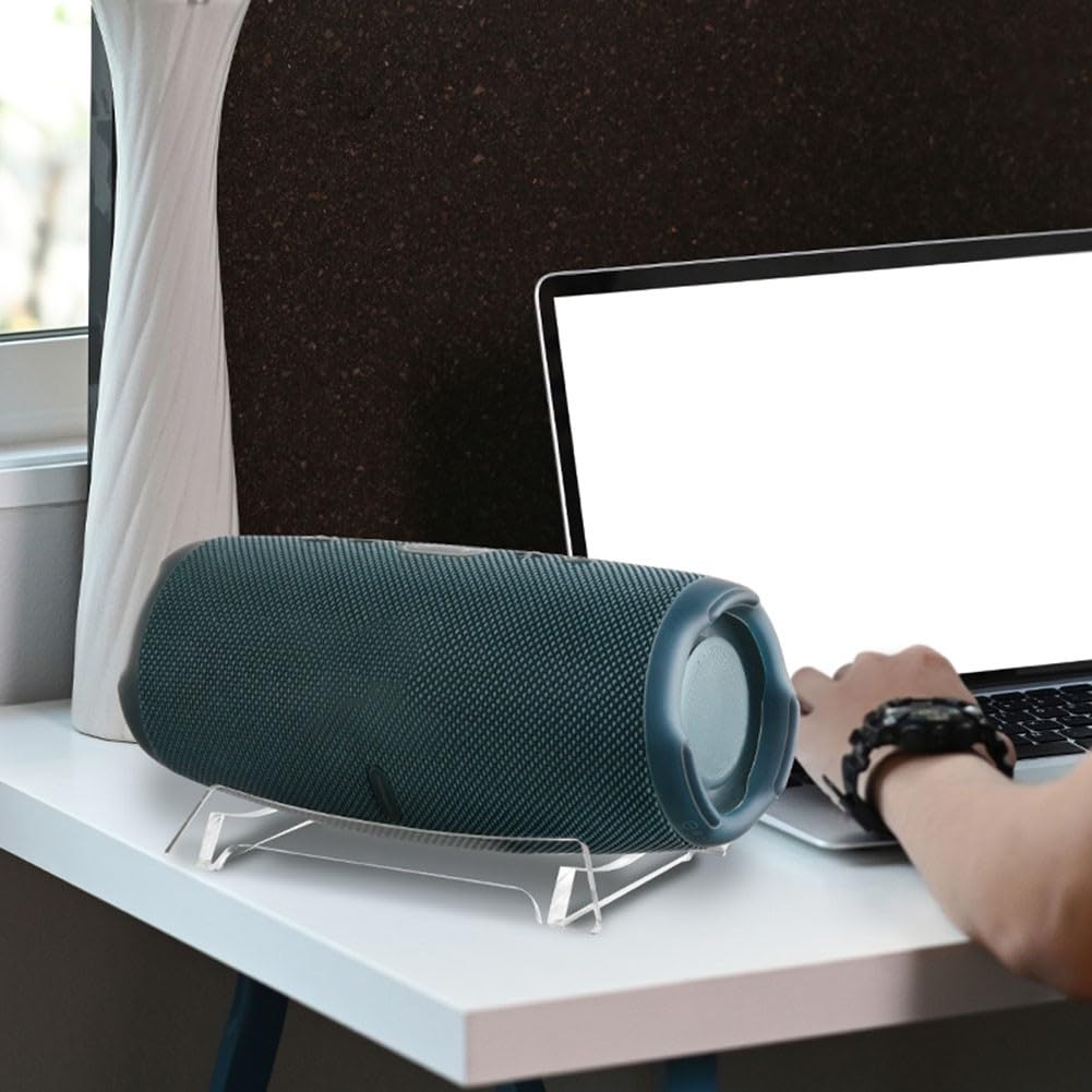 BlissfulAbode Espositore da tavolo in acrilico per altoparlanti JBL Charge 6/5 Supporto antiscivolo per altoparlanti Supporto da scrivania Telaio di supporto per altoparlanti accessorio trasparente