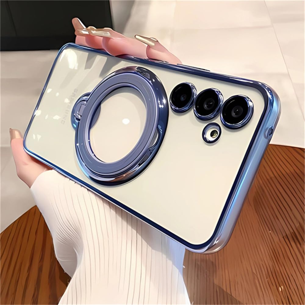 Étui pour Samsung S22 Ultra avec protection d'objectif et support de placage bleu luxe - 7