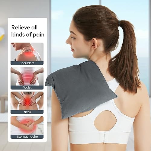 Miniatura 3 de Almohadilla térmica para microondas con funda lavable, 8 x 12 pulgadas, almohadilla térmica multiusos para microondas para cuello y hombros, bolsa