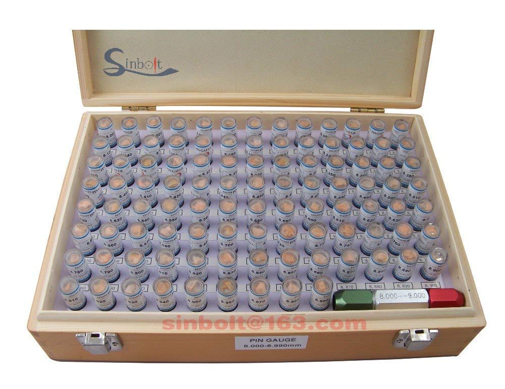 STORE99® Sinbolt Metric Pin gauge Set,8.000mm8.990mm,100pcs+Pin Gauge